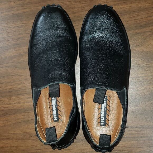 Hummer Mens Casual Chelsea‎ Style Slip On Black Leather Driving Shoes Size 10½